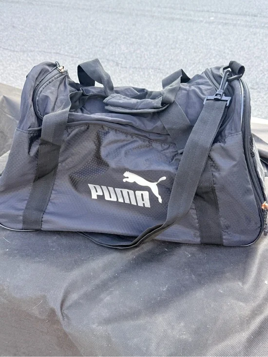PUMA Black Duffel Bag with White Logo