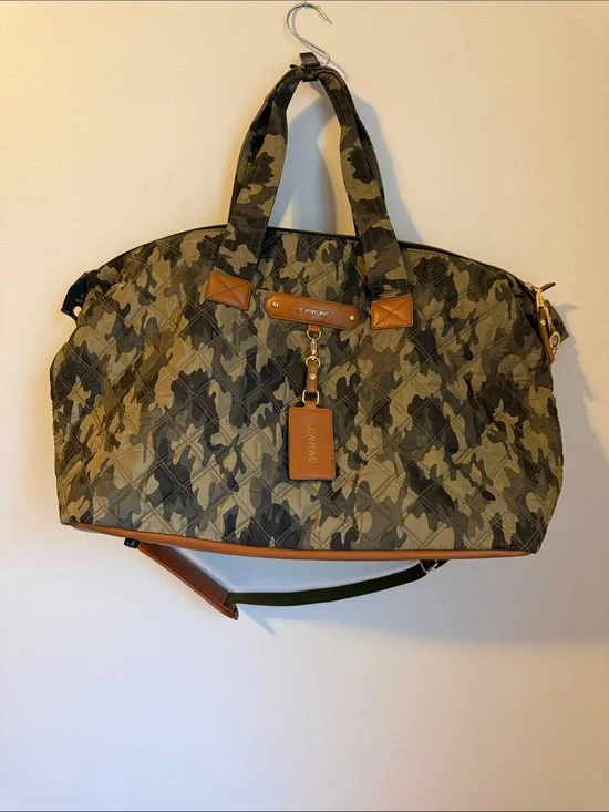 Joan & David Quilted Camo Duffel - Olive & Tan