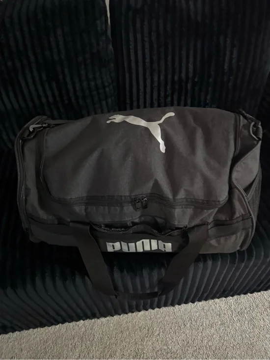 Puma Black Duffel Bag with White Logo - Men's Gym & Travel
