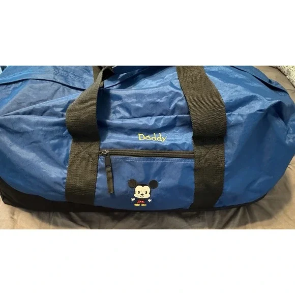 Disney Large Blue Mickey Mouse Travel Duffle Bag Embroidered Daddy