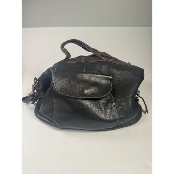 Latico Leather Duffel Bag Black/Brown Travel Weekender Made in Colombia