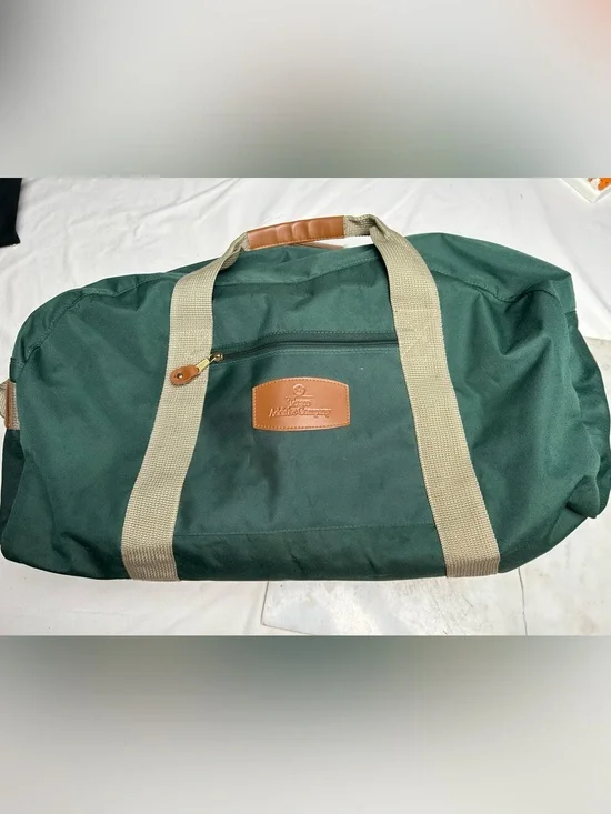 Vintage Texaco Additive Green Canvas Weekender Duffel Bag with Tan Straps
