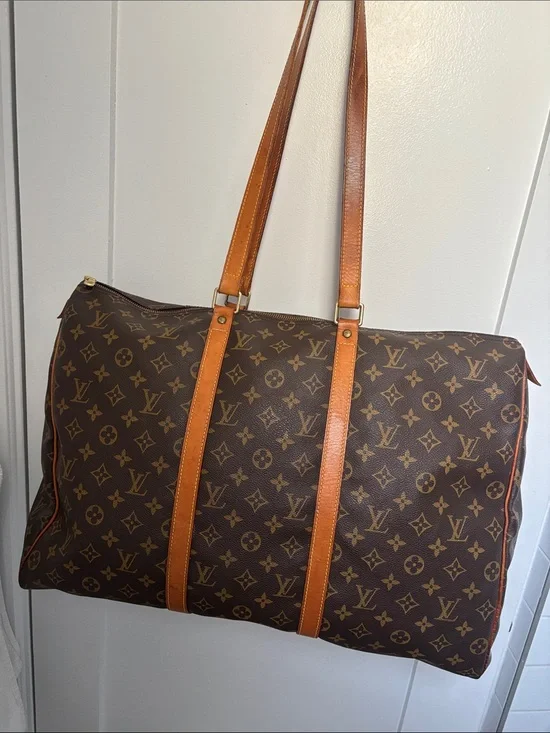 Louis Vuitton Monogram Duffel Bag in Brown and Tan Leather