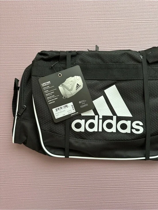 adidas Small Defender II Duffel Bag - Black with White Logo Honeycomb