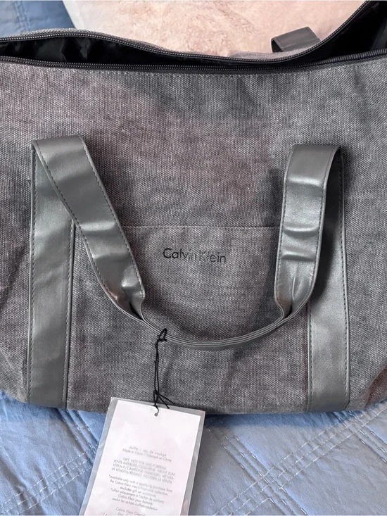 Calvin Klein Charcoal Gray Tote with Faux-Leather Straps