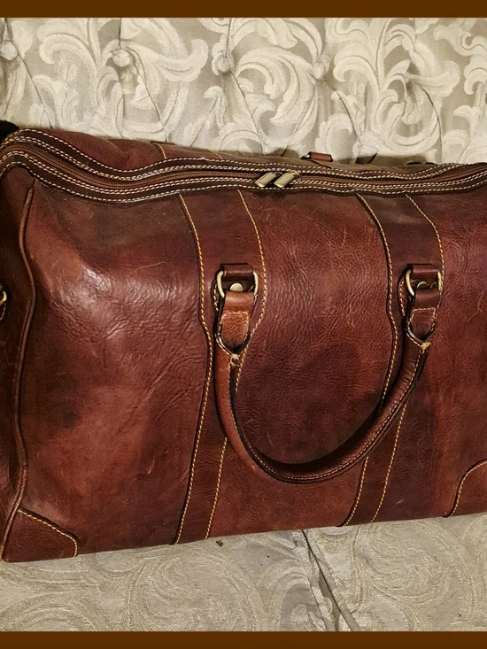 Cenzo Full Grain Vegtable Tanned Handcrafted Italian  Leather Duffle Bag