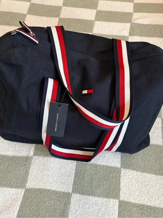 Tommy Hilfiger signature navy blue canvas duffle bag
