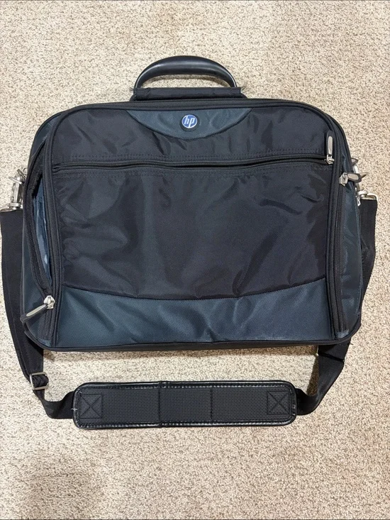 HP Black and Dark Gray Laptop Briefcase with Shoulder Strap