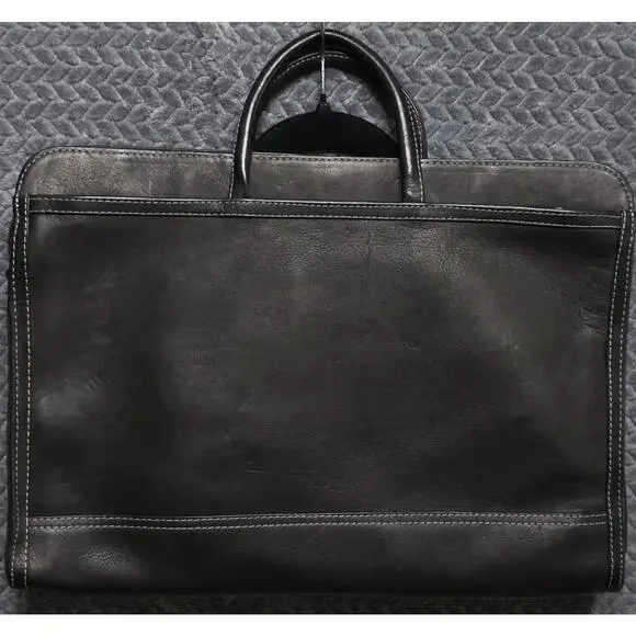 Black Faux Leather Briefcase Messenger Business Bag Carry Handle Shoulder Strap