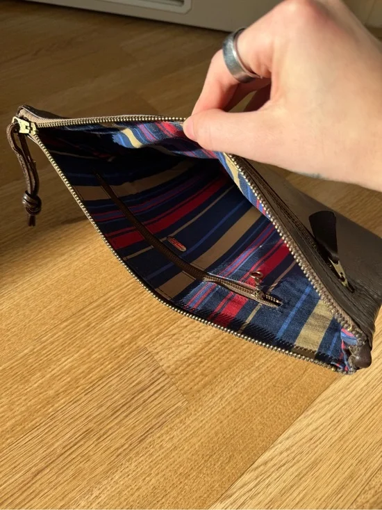 Vintage Bonnie Cashin for Meyers Mahogany Leather Zip Pouch Clutch