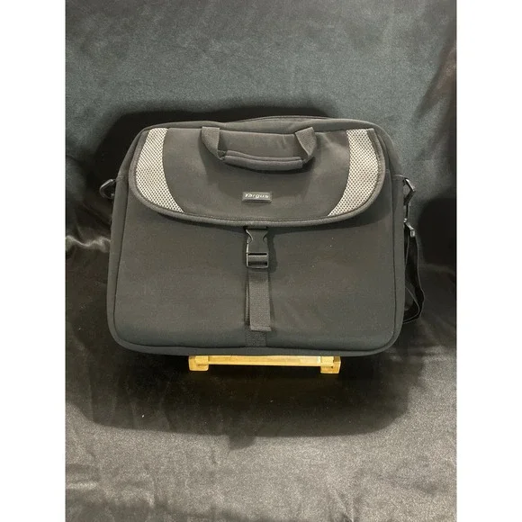 Targus Laptop Messenger Bag Black Grey Mesh Padded Shoulder Strap Travel Case