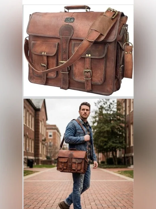 Cuero brand Vintage Leather Laptop Messenger Bag.Never used. Has long strap