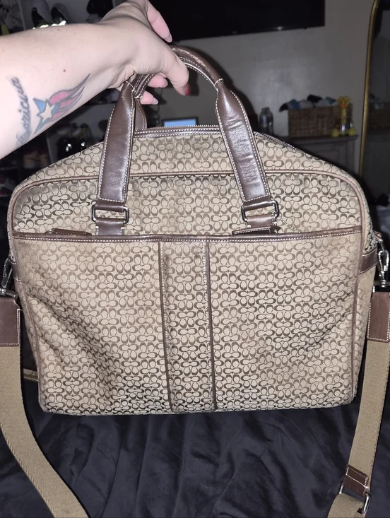 Coach Brown Signature Canvas Laptop Briefcase