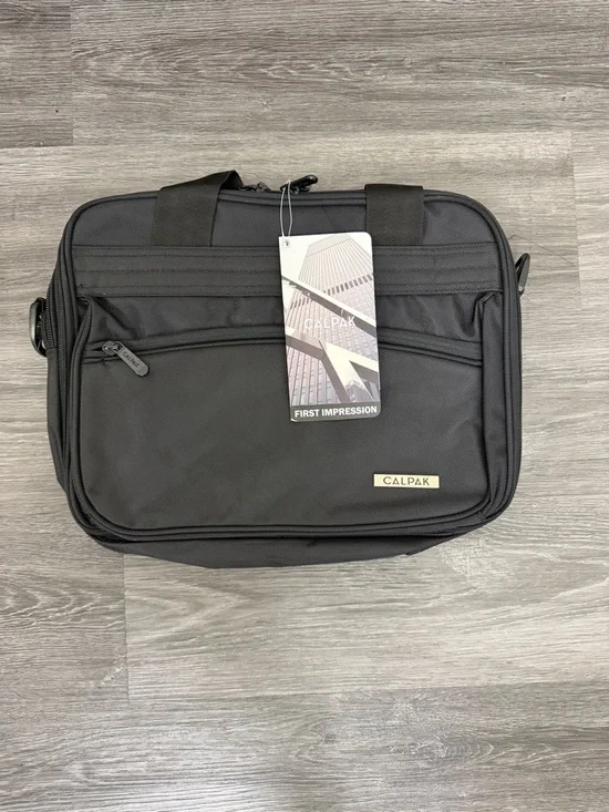 Calpak Black Men's Laptop Briefcase with Front Organizer