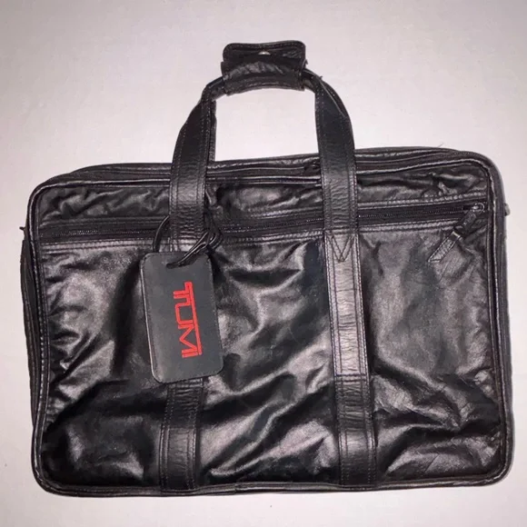TUMI Black Leather Briefcase
