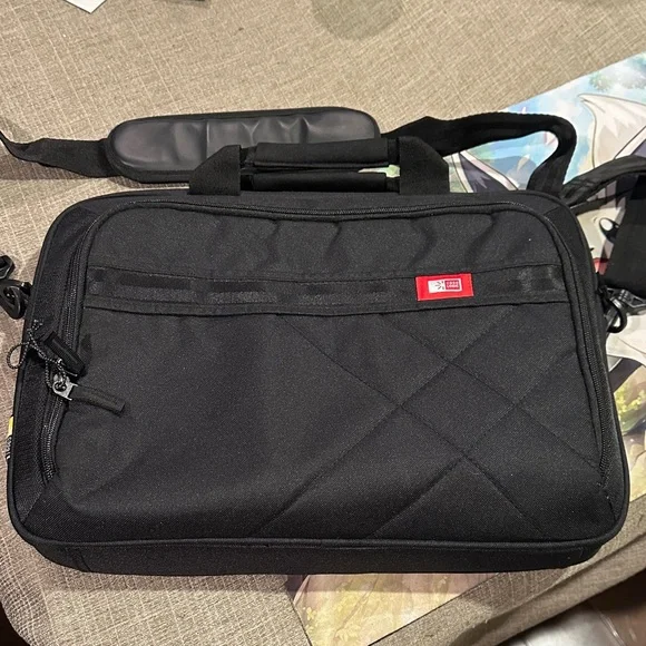 Stylish Black Laptop Bag with Red Accents