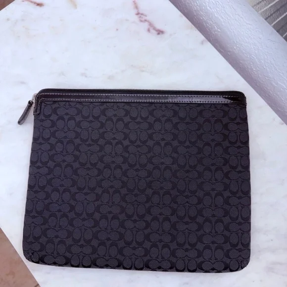 Coach black vintage canvas Padded iPad tablet sleeve case