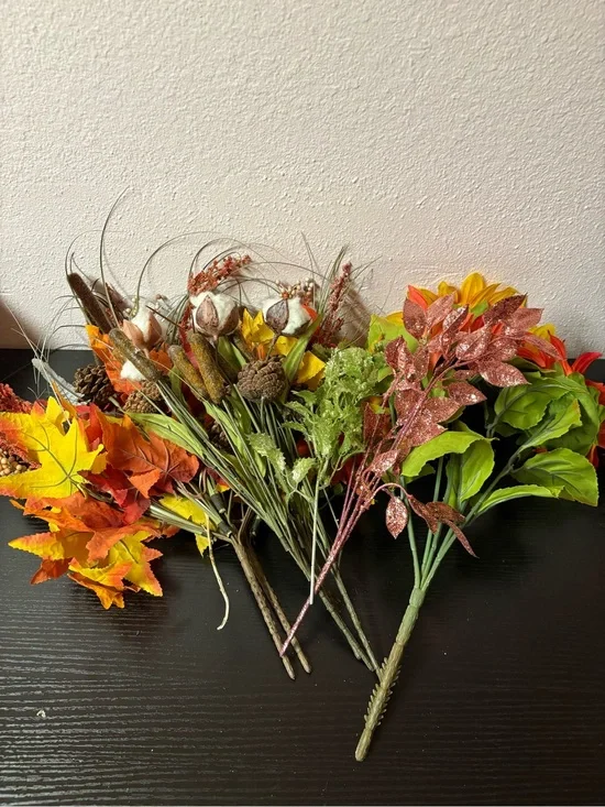 Large Fall Faux Floral Decor Bundle Sunflowers Maple Leaves Harvest Picks