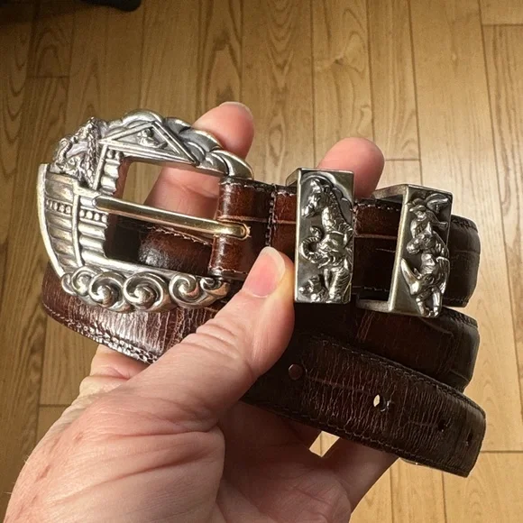 Brighton Museum collection vintage 1995 Noah’s Ark leather‎ belt Large