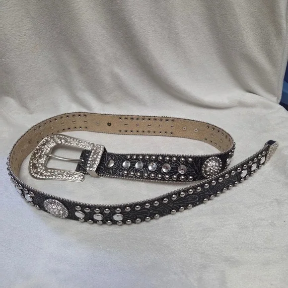 Blazin Roxx Womens Western Rhinestone Studded Leather Belt Black N3513601-10