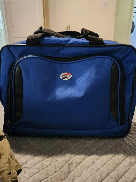 American Tourister Blue and Black Duffel Travel Bag