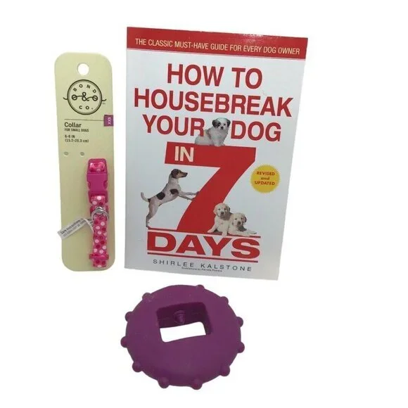 New‎ Puppy Starter Items Potty Training Book Snap Closure Collar Treat Holder