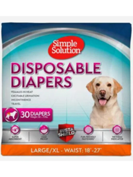 NEW~ Simple Solution Disposable Female Dog Diapers, L/XL 18