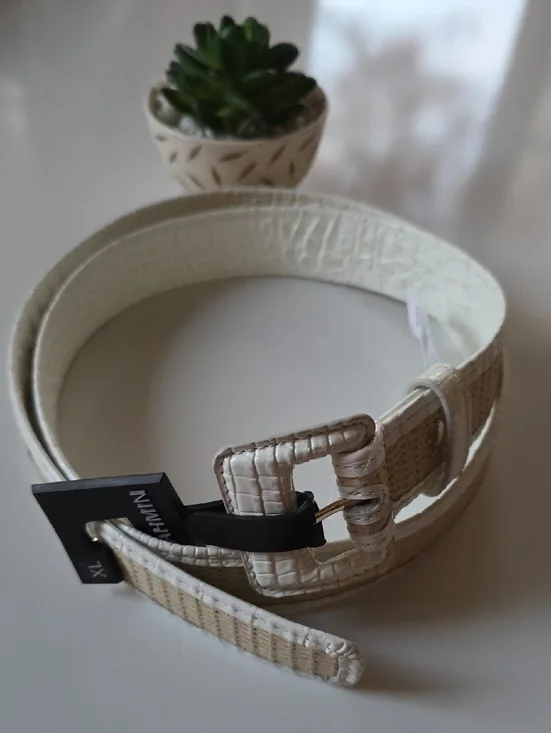 Brahmin Woven Beige Women's ‎ Croc-Embossed Belt
