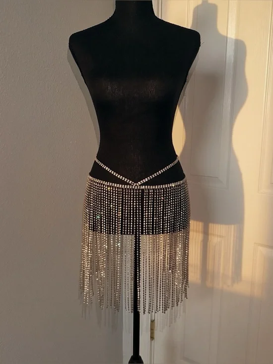 Rhinestone Fringe Crystal Hip Chain Skirt