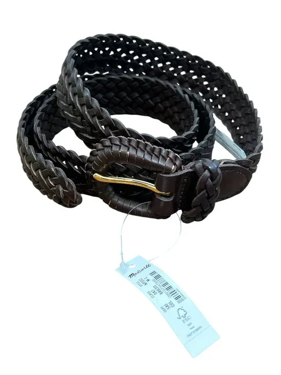 Madewell Woven Leather Belt NP332 Coffee Bean Brown Size M/L New