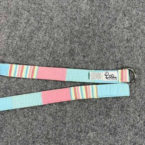 Vintage Lilly Pulitzer Belt Womens Small Patchwork Colorful Double D Ring