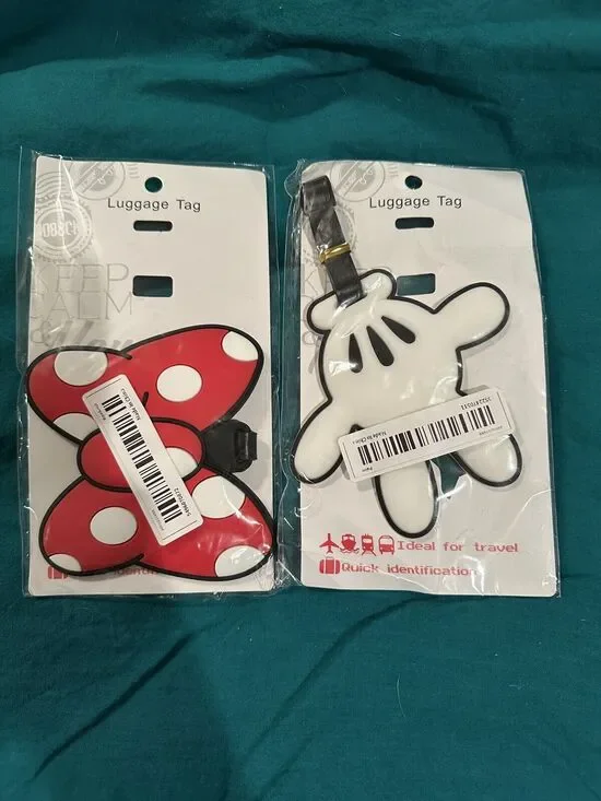 **BRAND NEW** SET OF 2 DISNEY HIS & HER MICKEY & MINNIE LUGGAGE TAGS