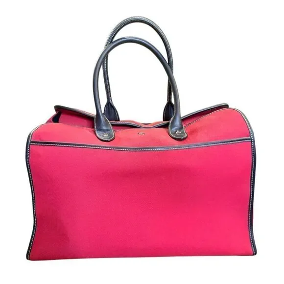Etienne Aigner Medium Duffel Bag Red Zip Top Weekender