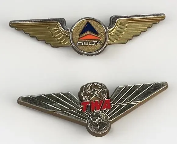Vintage Delta TWA Airline Employee Wing Lapel Pin Lot Aviation Memorabilia