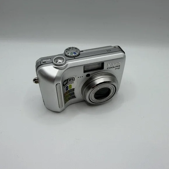 Nikon Coolpix P2 Digital Camera 5.1 MP 3.5X‎ Zoom Wi-Fi Silver Compact LCD