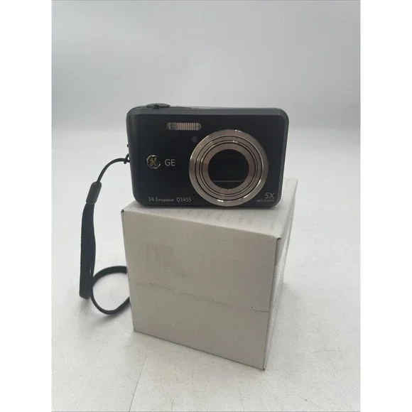 GE Q1455 14.1MP Digital Camera Black 5x Zoom + New Battery + SD Card-TESTED