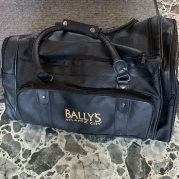 Bally’s Atlantic City Casino Faux Leather Black Duffel Bag