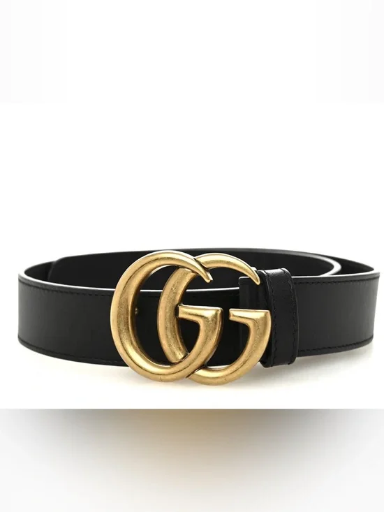 Gucci Black Calfskin Double G 40mm Belt 80 32