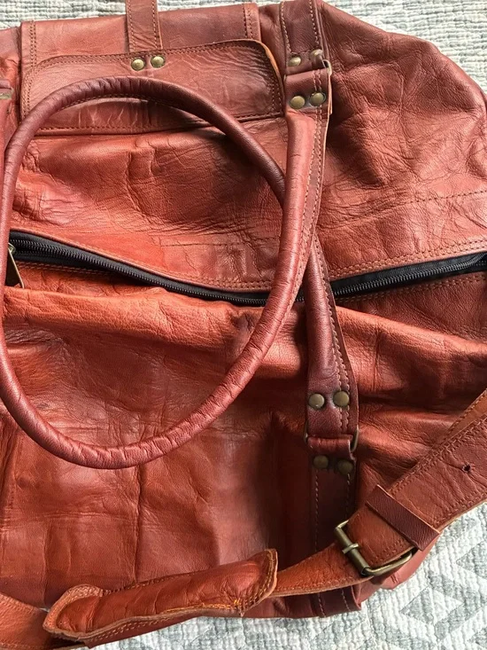 Brown Leather Travel/Duffel Bag