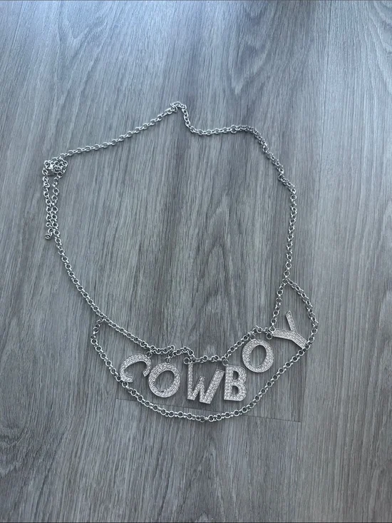 Cowboy rhinestone Lettering belt- silver