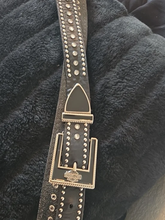 Harley-Davidson Black Leather Belt with Silver Studs and Buckle