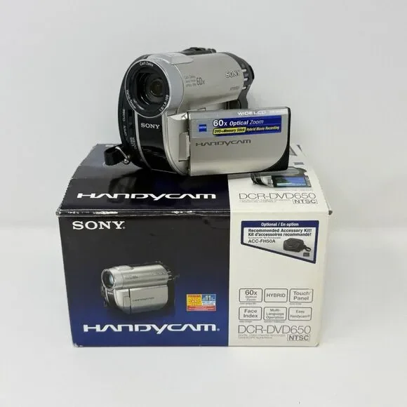 Sony Handycam DCR-DVD650 DVD Camcorder NTSC Box No Charger Cords
