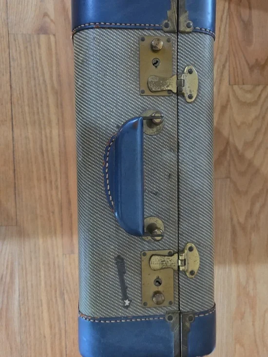 Blue and Tan Men's Carry Case Bag