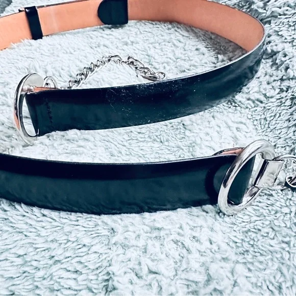 Annabella by Another Line Black Leather with Silver Chain Belt Adjustable size.