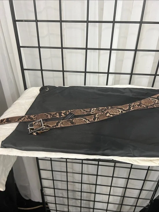 White House Black Market Brown Snake-Print Leather Belt