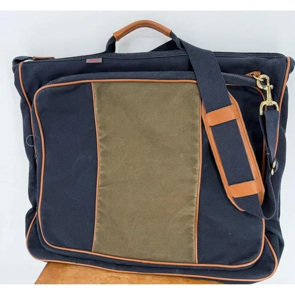 VTG 80s‎ G.H. Bass American Heritage Canvas Leather Garment Bag Complete
