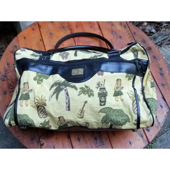 Pioneer Express Honolulu Hawaii Tiki Luau Tapestry Print Travel Bag 18