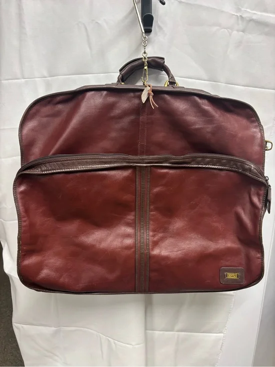 LAND Leather Garment Bag - Burgundy Travel Carry Bag