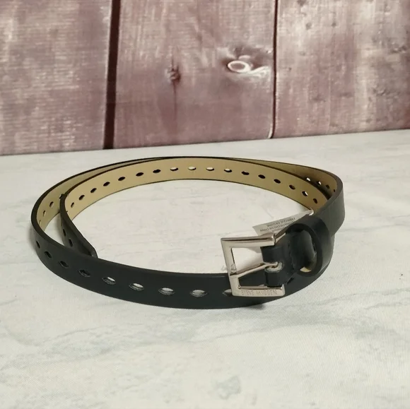 Steve Madden Sz Large Women's Black Belt Perforated Man Made Material Retro Work