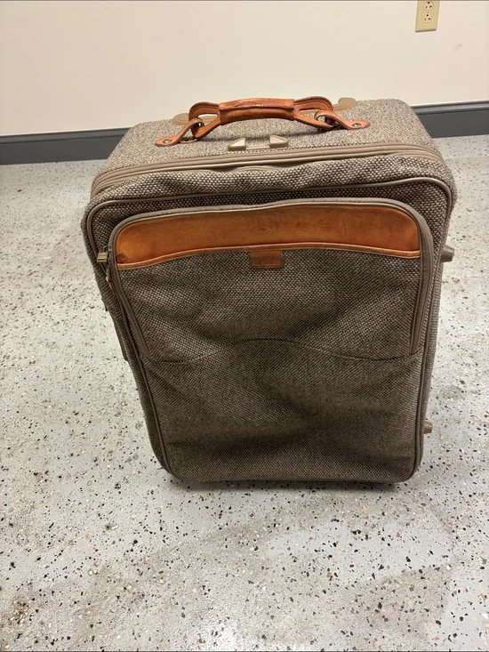 Classic Men's Brown Canvas Carry-On with Tan Leather Trim Hartman